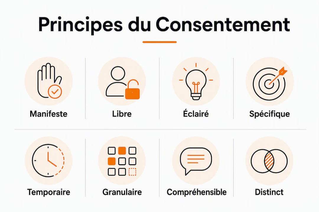 Découvrez en un coup d’œil les grands principes du consentement selon la Loi 25 grâce à cette infographie claire et synthétique.